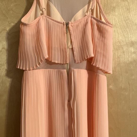 Sheer Coral Pleated Halter Dress - Picture 8 of 9